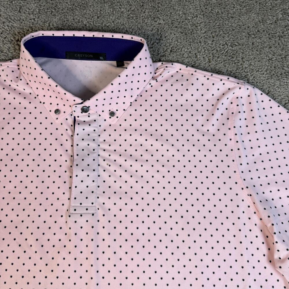 Greyson Polo Shirt Mens XL Pink Wolf Icon Golf Moisture Wicking Stretch